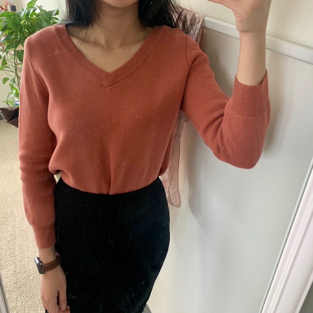 Coral V-neck sweater